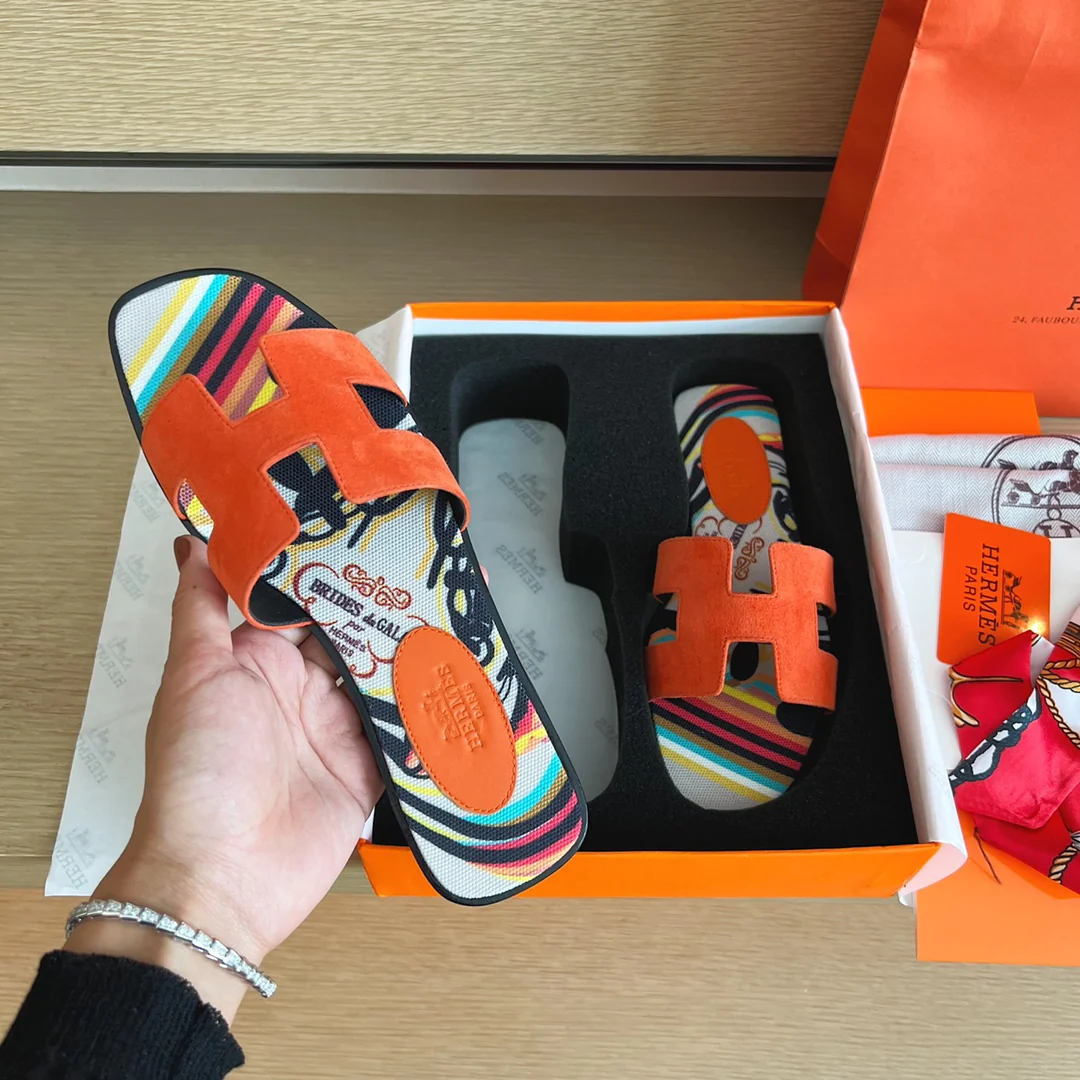 Тапочки Hermes-h Flat Slippers-2