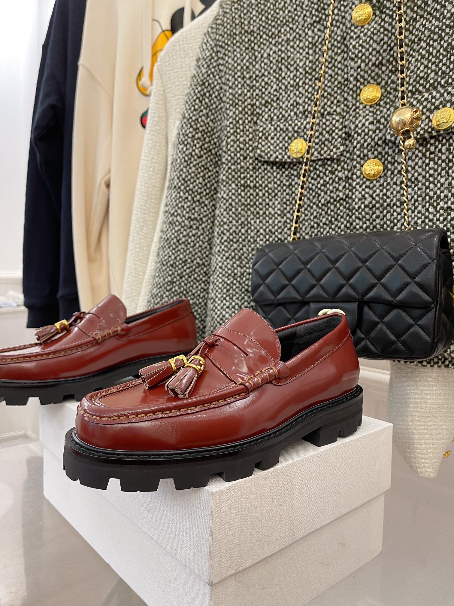 Обувь Celine - Celine - Лоферы с кисточками - Бордовые