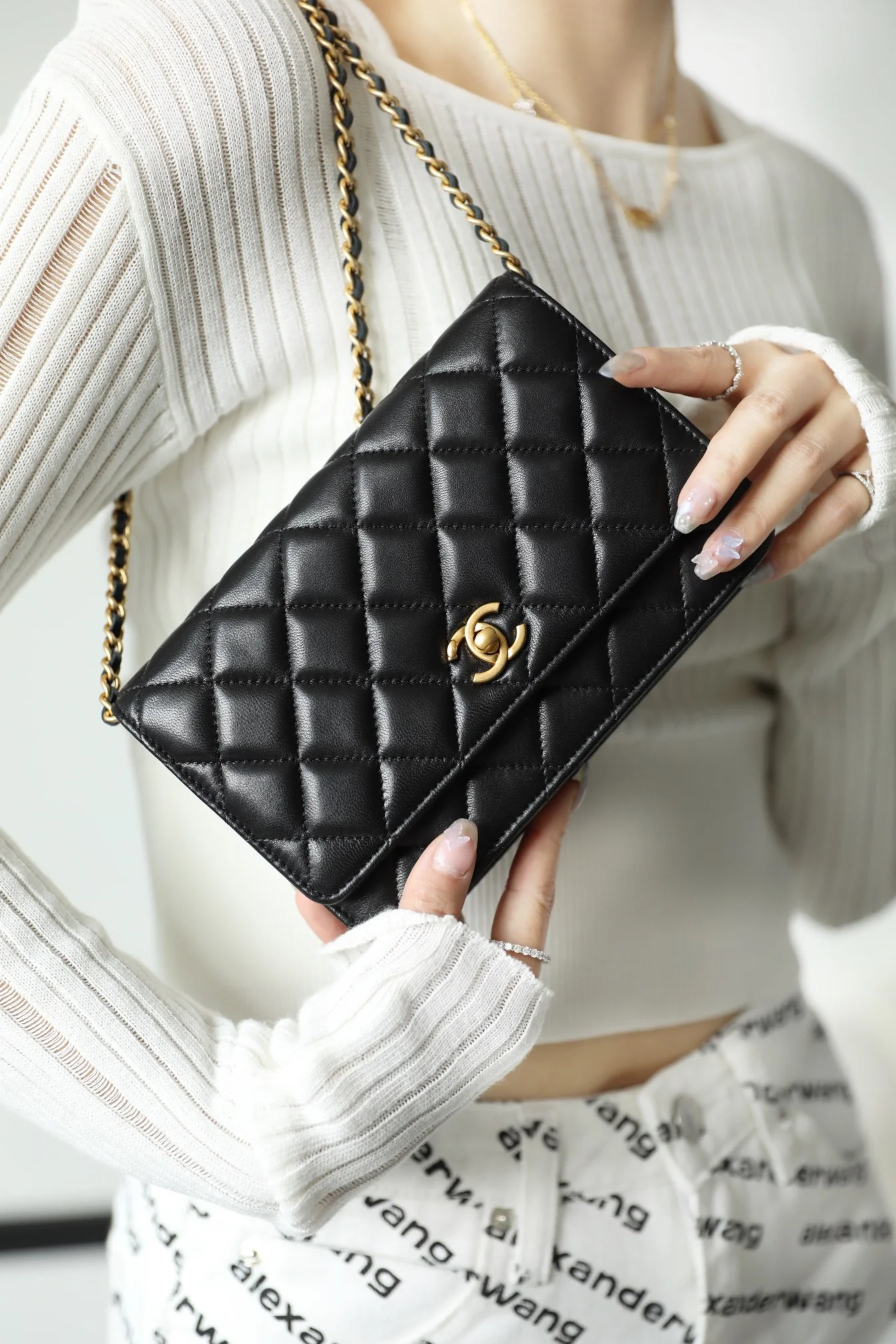 Chanel - Gold Ball WOC - Овечья кожа - Черный