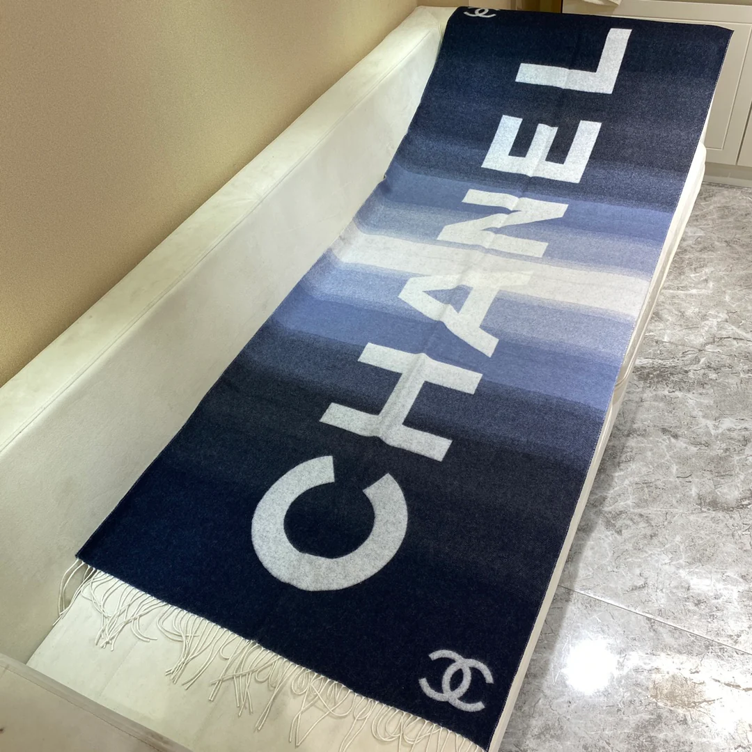 Шерстяной и кашемировый шарф Chanel - 70 см - 200 см - черный