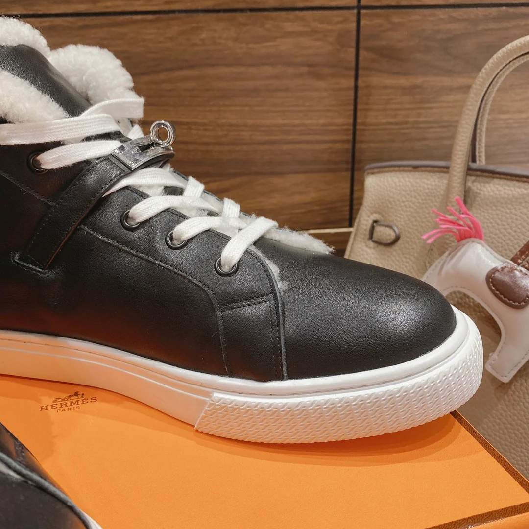 Высокие шерстяные кроссовки Hermes Kelly - унисекс - черные