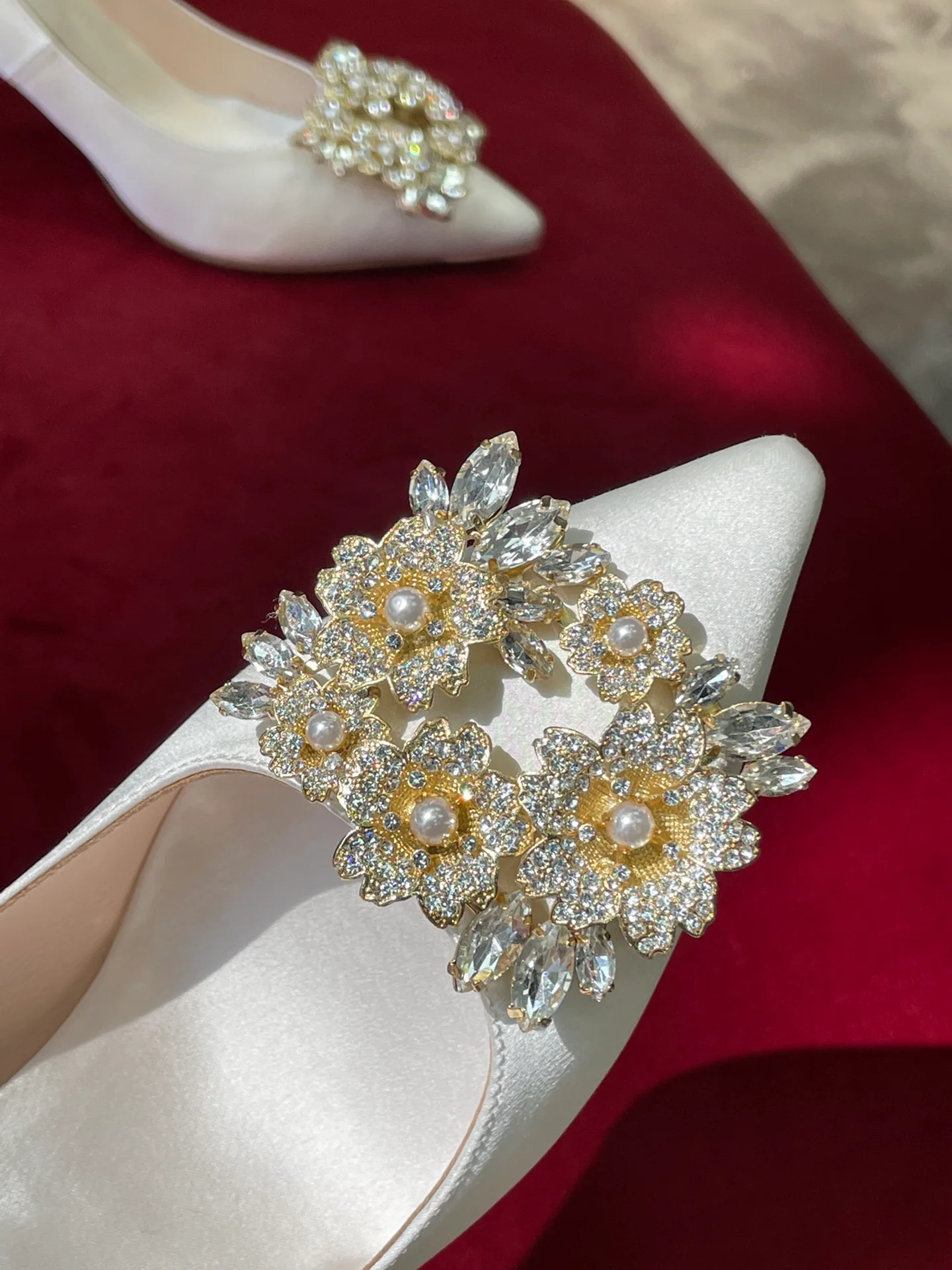 Туфли RV Shoes - ручная работа со стразами Swarovski - на высоком каблуке - белые