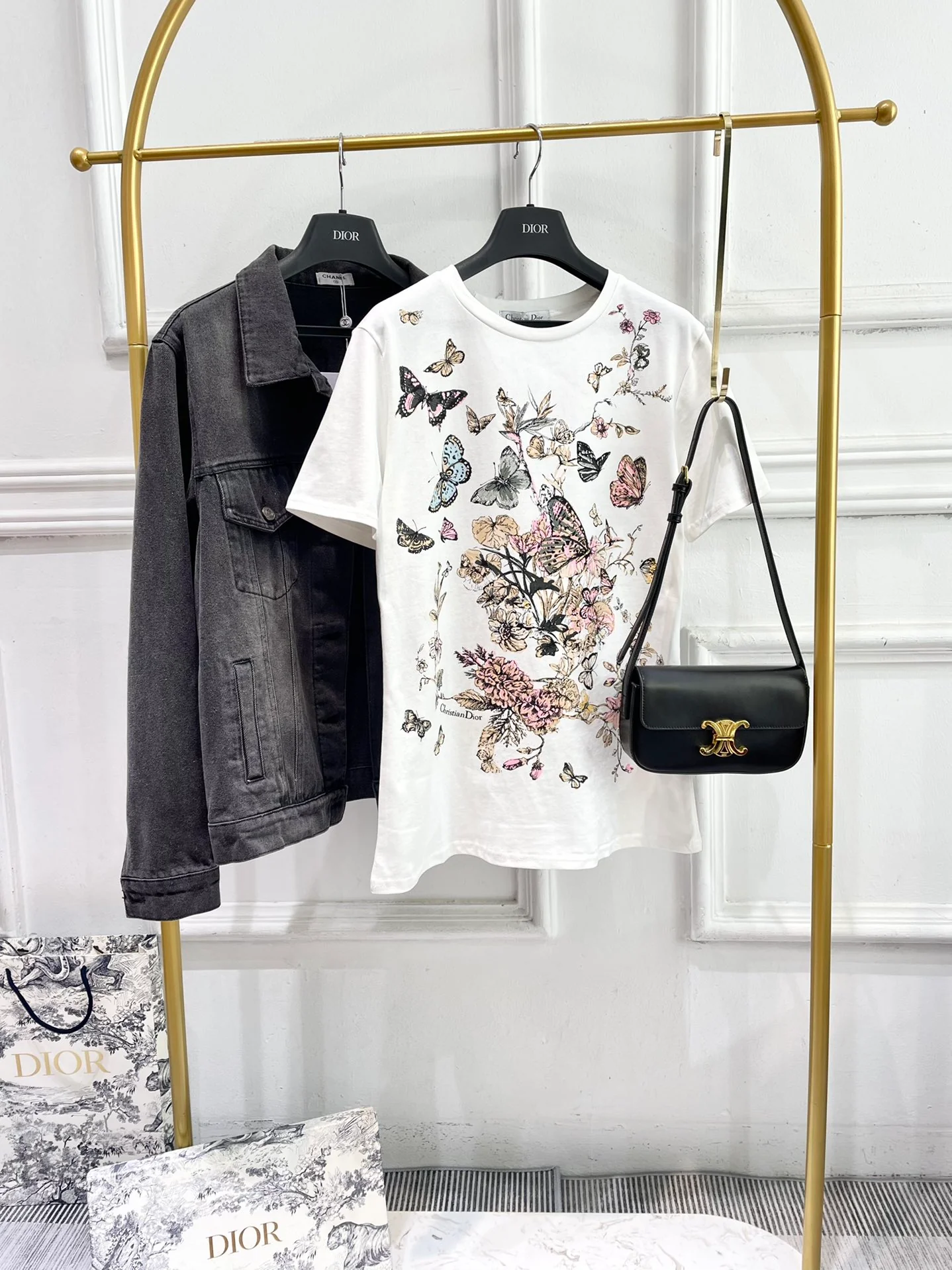 Dior-2403-Butterfly Cotton Crew Neck Short Sleeve Tee