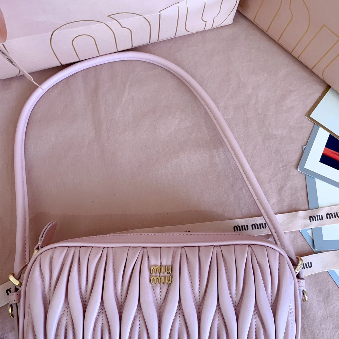 Сумка для маджонга Miu Miu-5ne024 с текстурированной вышивкой - розовая