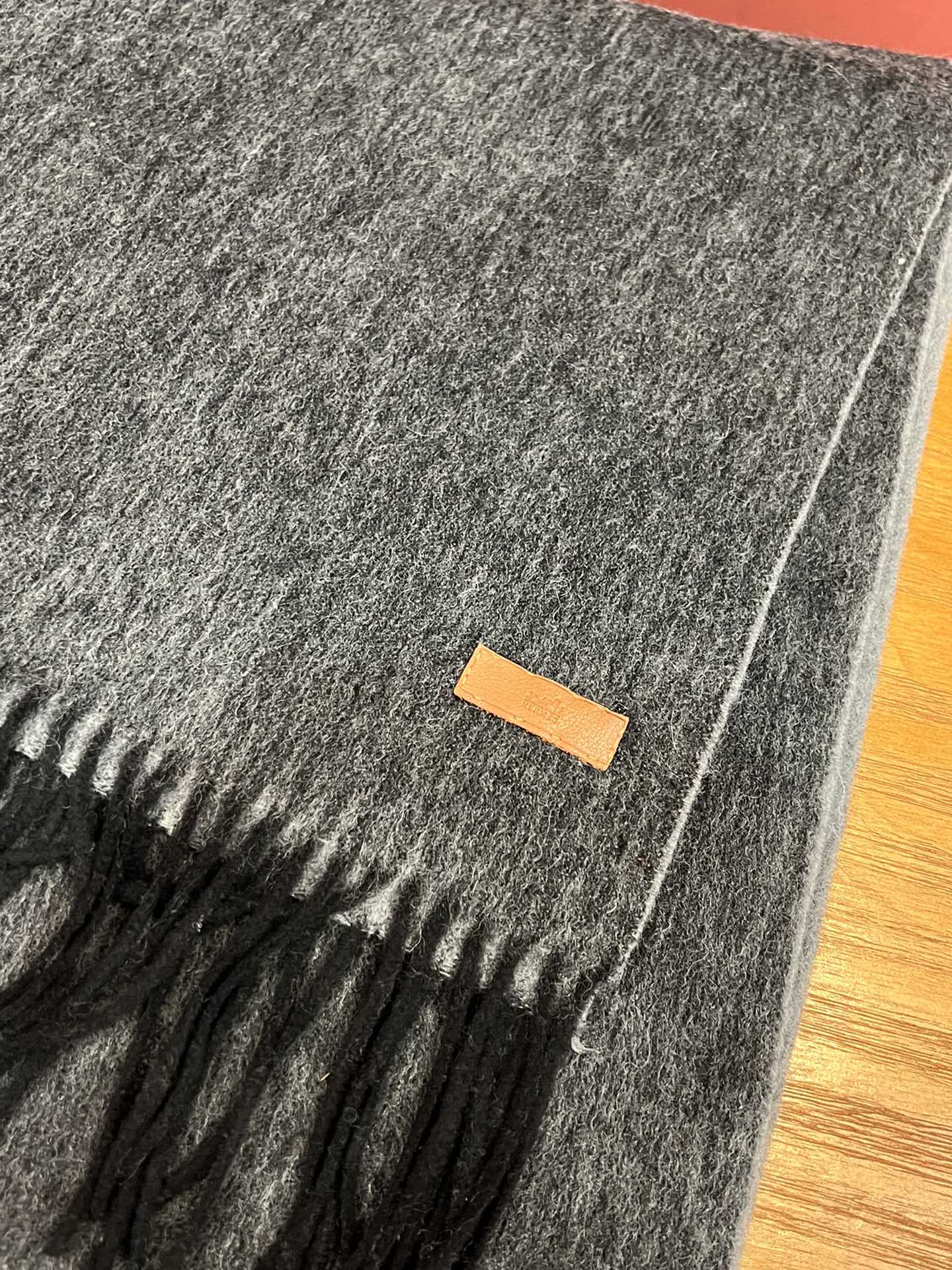 Двусторонний кашемировый шарф Hermes - 180-30 см - Изысканный монгольский кашемир - Темно-серый