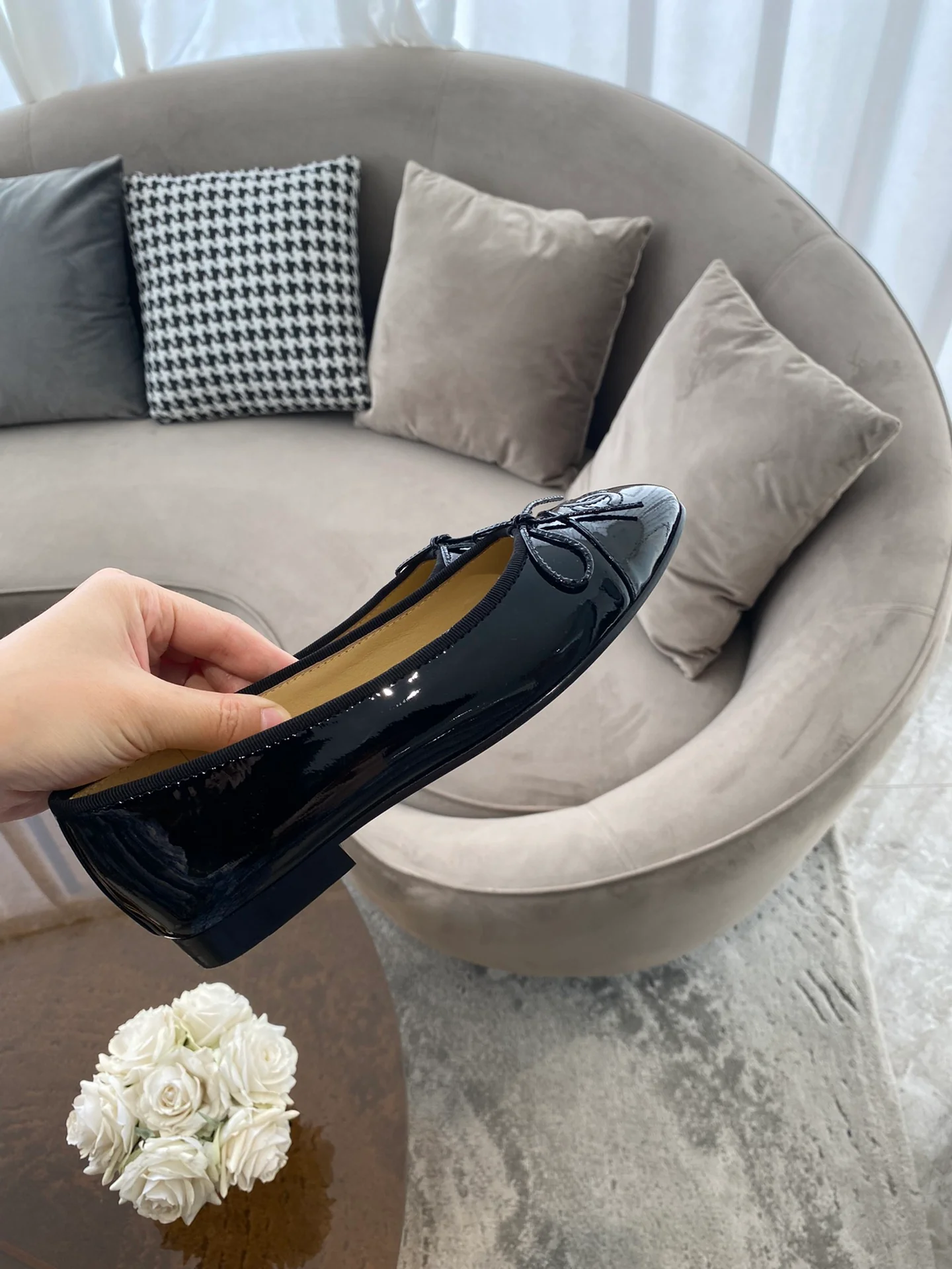 Балетки Chanel - глянцевые черные