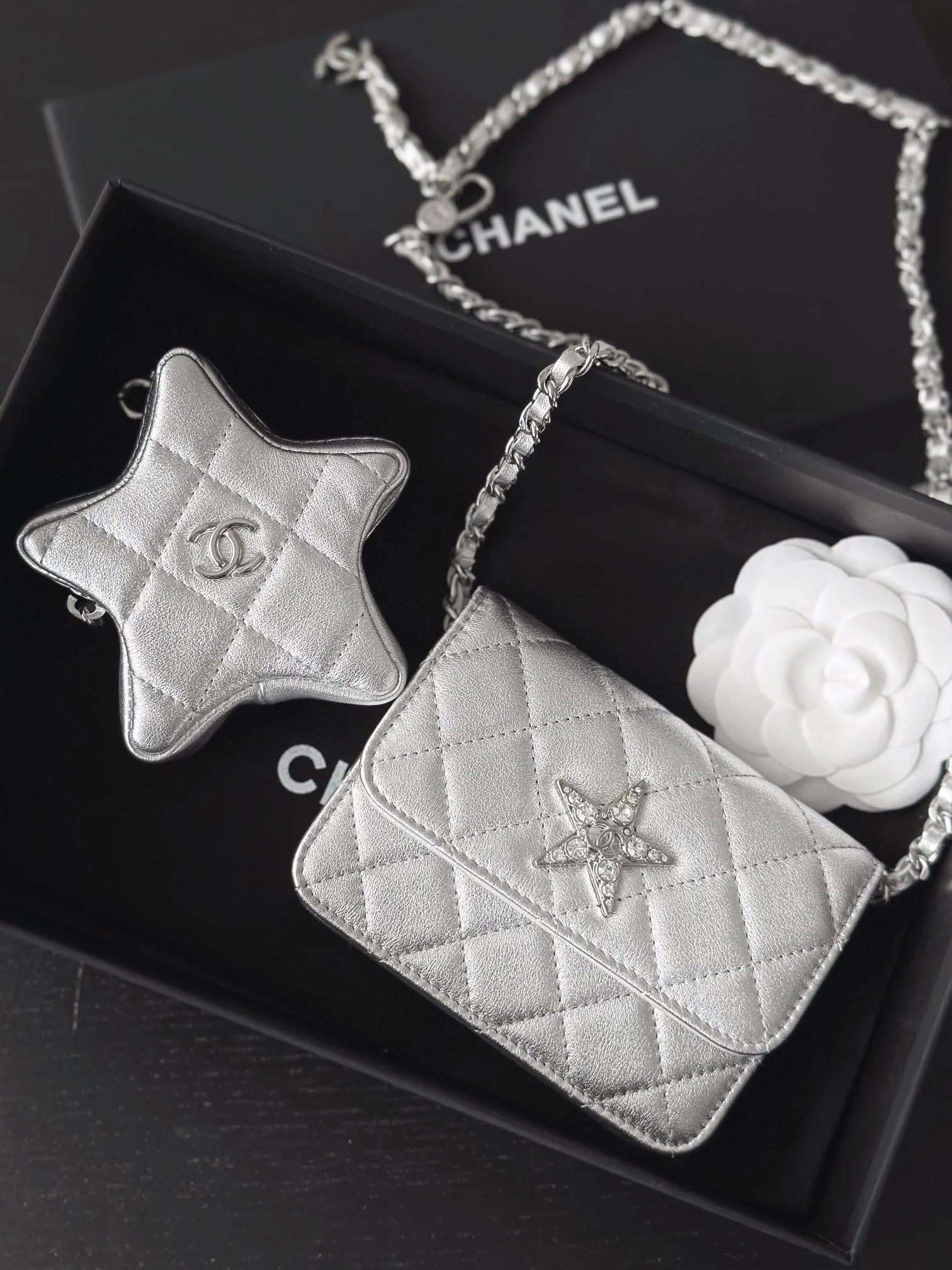 Новинка весны/лета от Chanel - Мини-сумка через плечо Chanel 24c - Серебристая