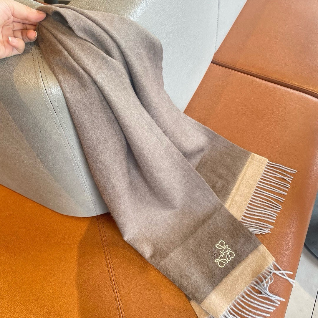 Двусторонний шарф Loewe 2024 - 180-30 - Коричневый