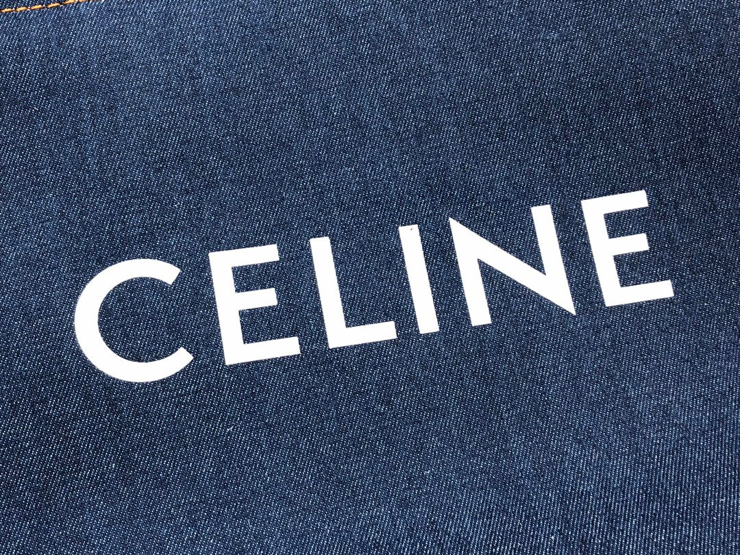 Квадратная сумка Celine-Cabas из джинсовой ткани, канваса и коровьей кожи.