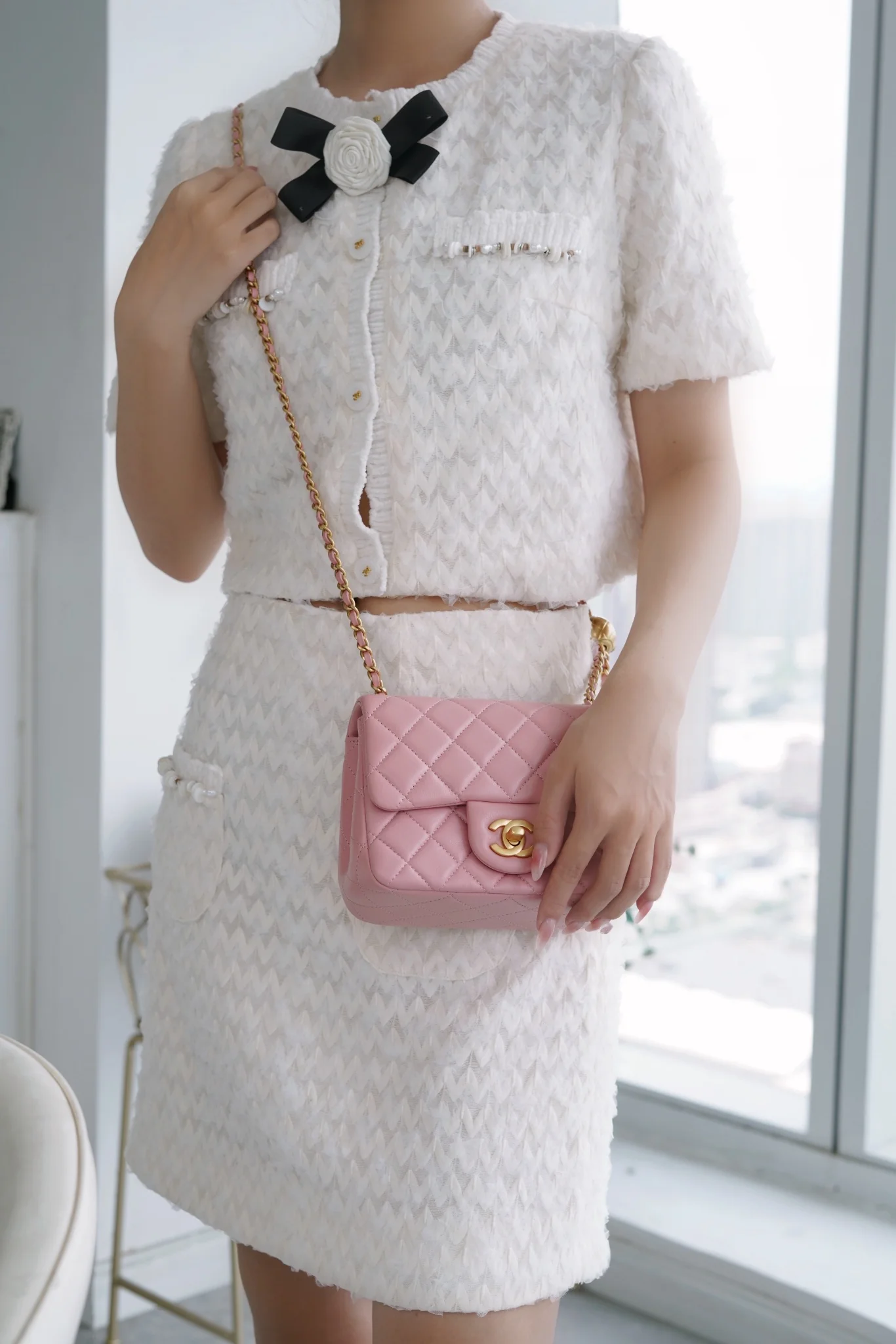 Chanel 23k Gold Globe Square Pink