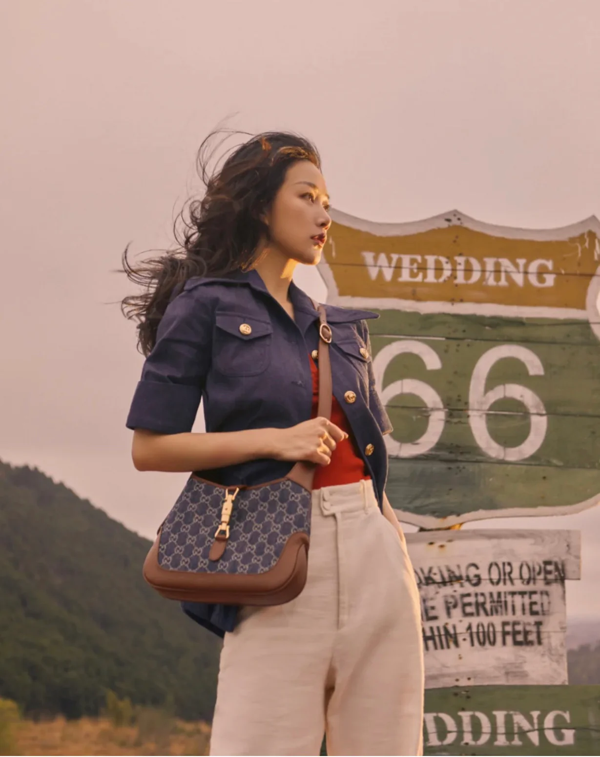 Gucci-经典 Jackie 牛仔丹宁帆布手袋-腋下包