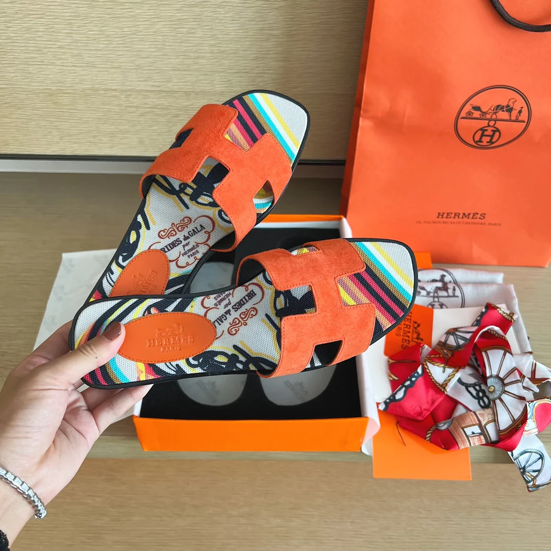 Тапочки Hermes-h Flat Slippers-2