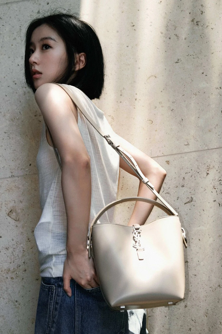 Сумка-ведро YSL Le 37 - Маленькая - Бежево-серый