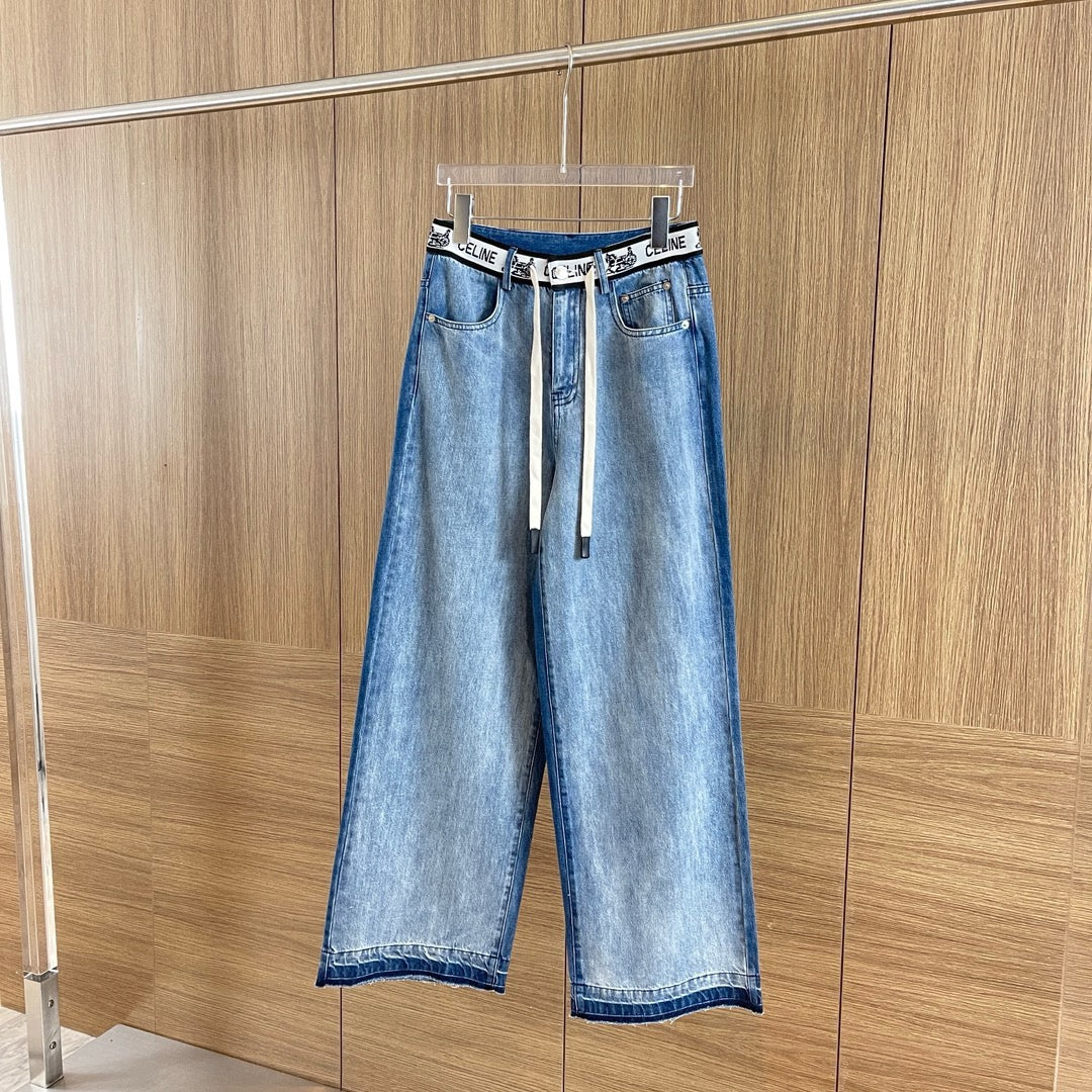 Джинсы Celine-2404 из тенселя с завязками