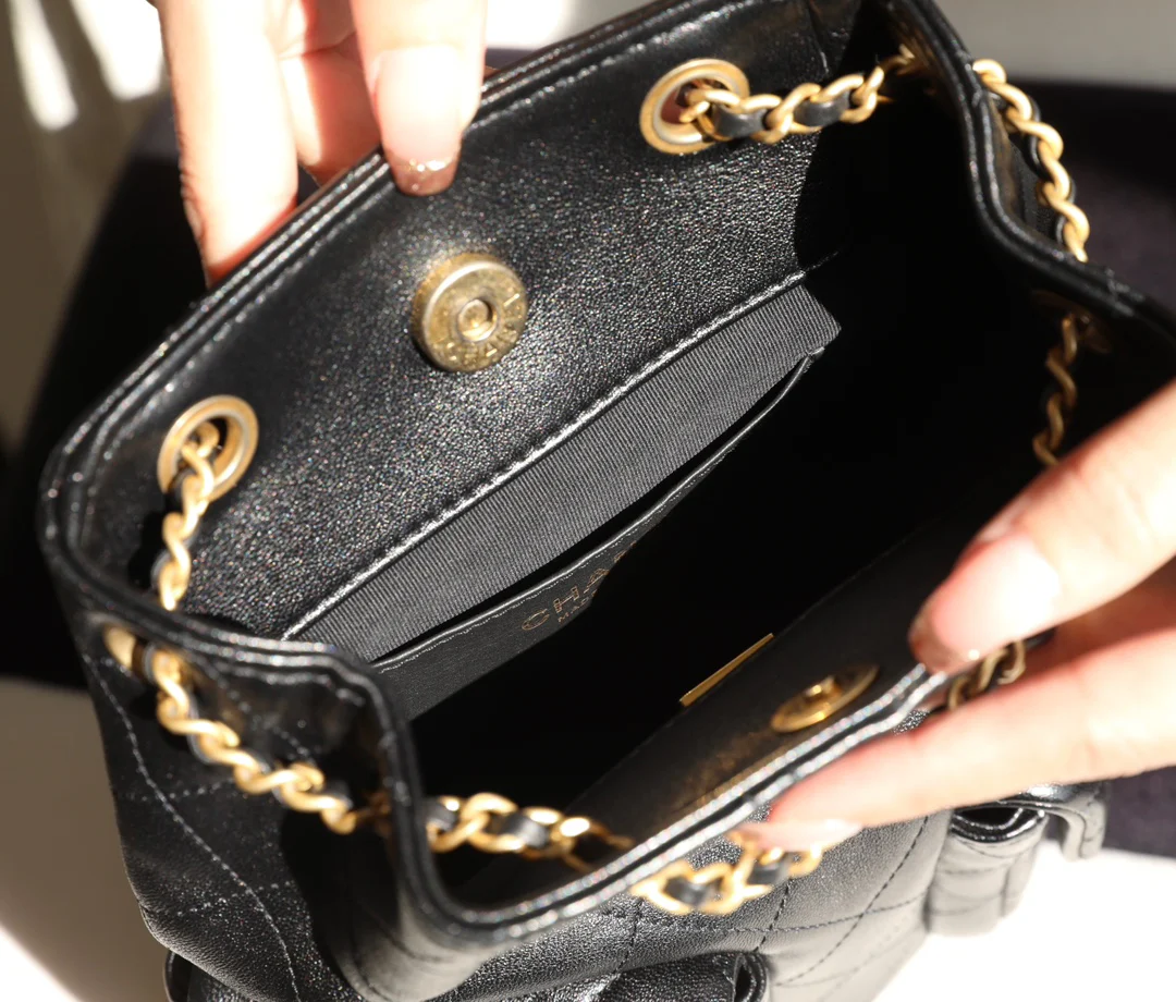 Рюкзак Chanel 25c на завязках - черный