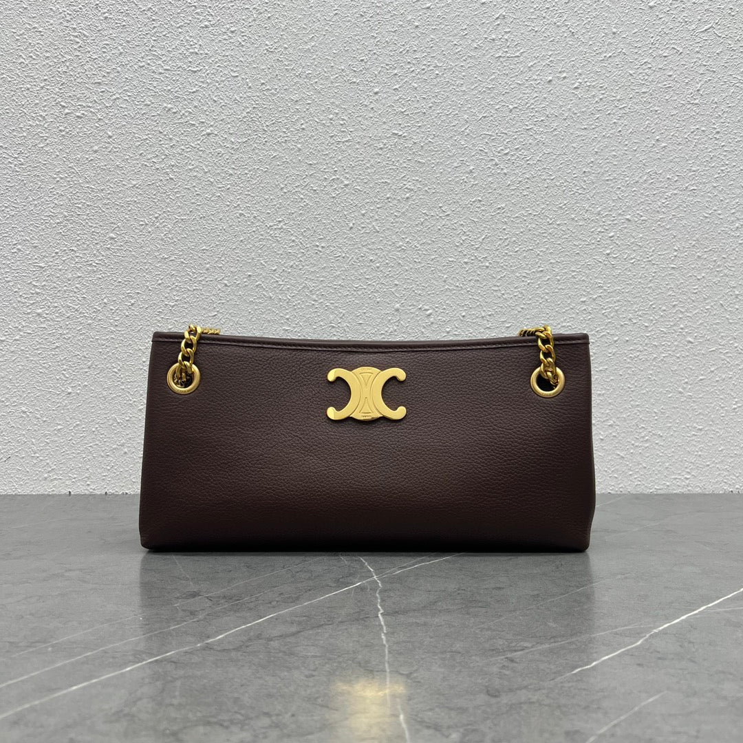 Сумка Celine New Newspaper Chain Bag - сумка через плечо с двойной цепочкой - коричневая