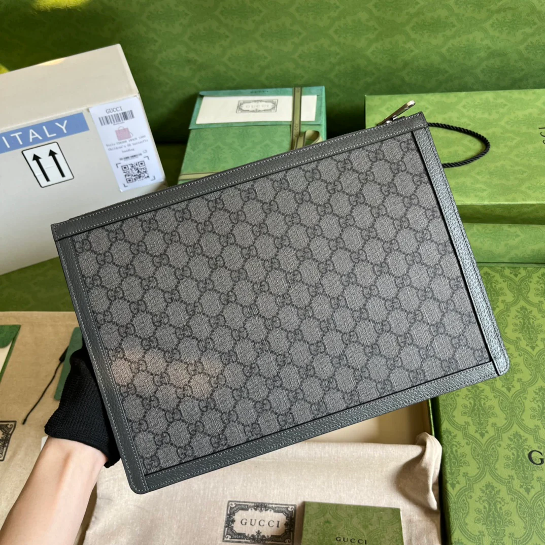 Клатч Gucci Ophidia из серии с двойной пряжкой — оливково-зеленый