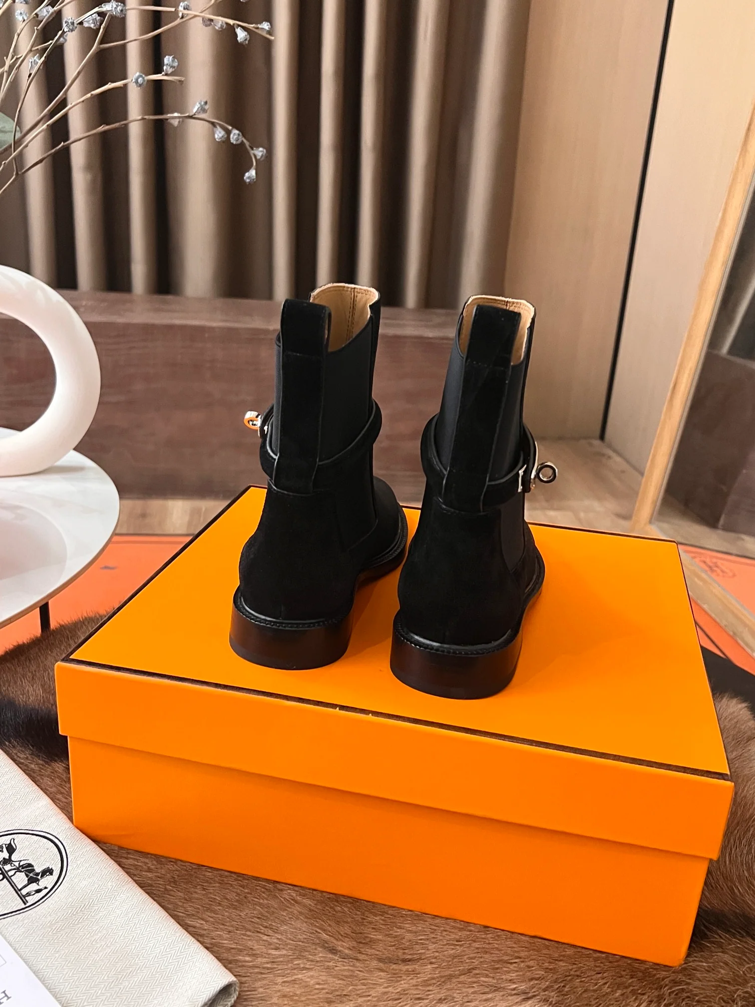 Ботинки Hermes Kelly Buckle Rider 2024 — темно-черные