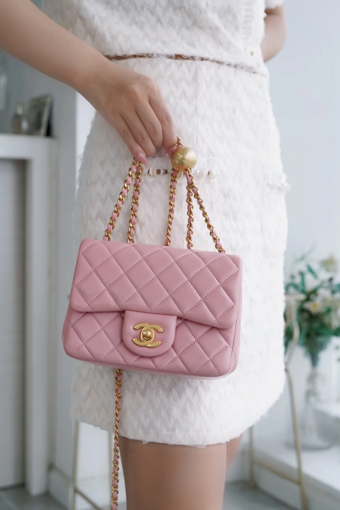 Chanel 23k Gold Globe Square Pink