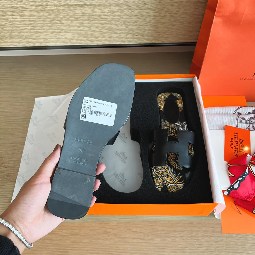 Тапочки Hermes-h Flat Slippers-1