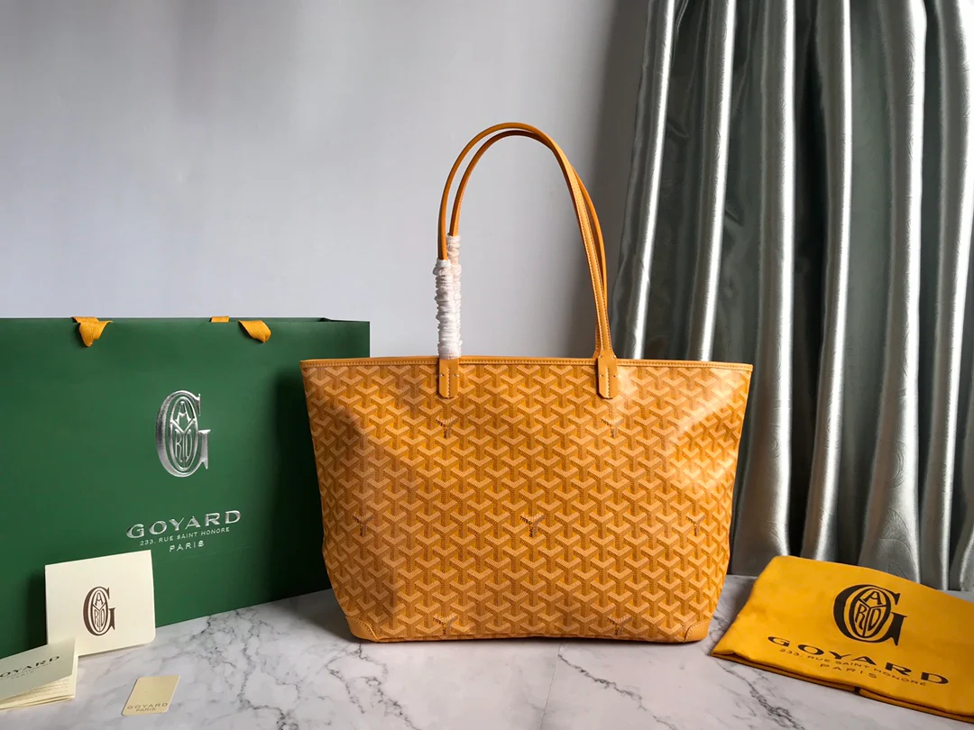 Большая сумка-тоут Goyard на молнии - желтая