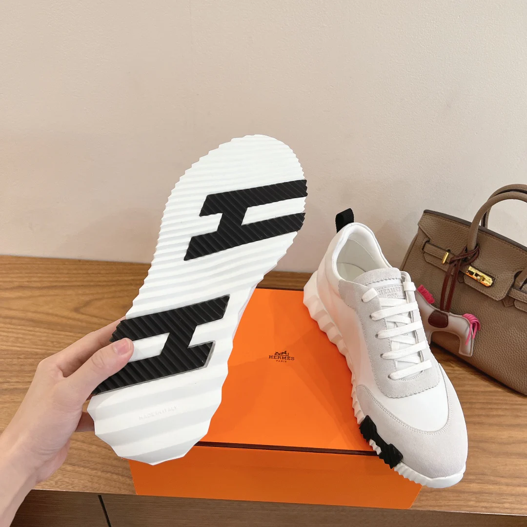 Простые повседневные туфли Hermes 2024 - белые