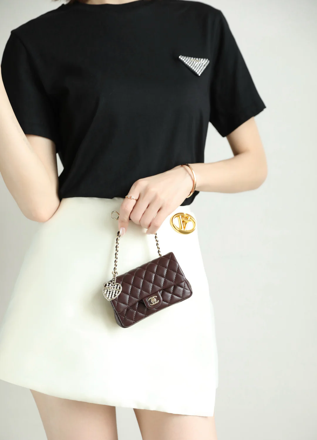 Chanel - Классический шарм - Бордовый - Пряжка из светлого золота