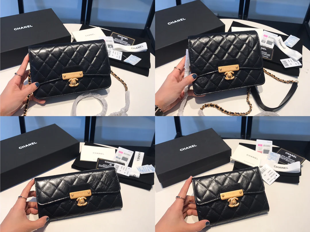 Chanel - Винтажный трехсекционный кошелек из вощеной кожи