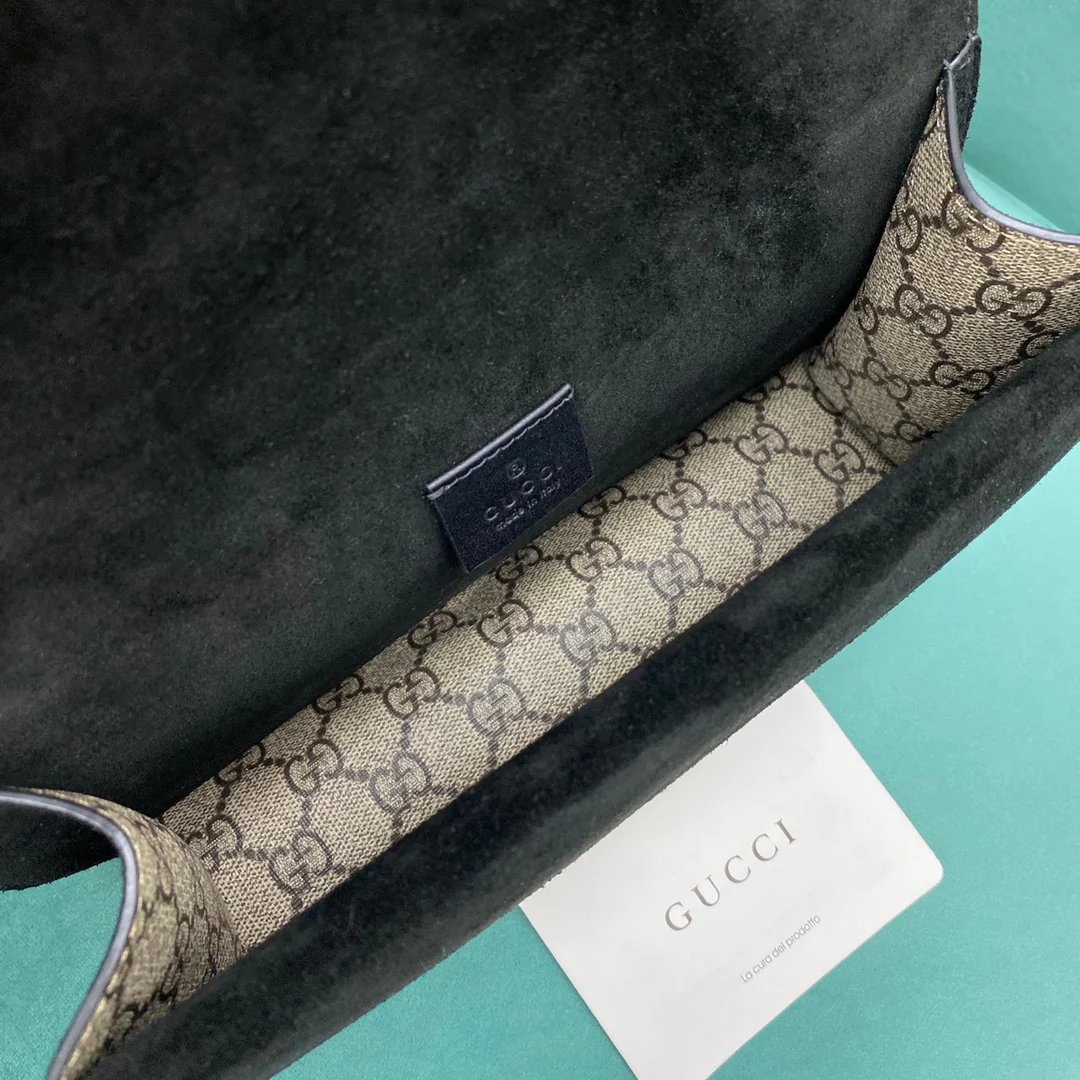 Сумка Gucci Dionysus - Монограммная канва, черная - 25 см x 7 см x 14 см