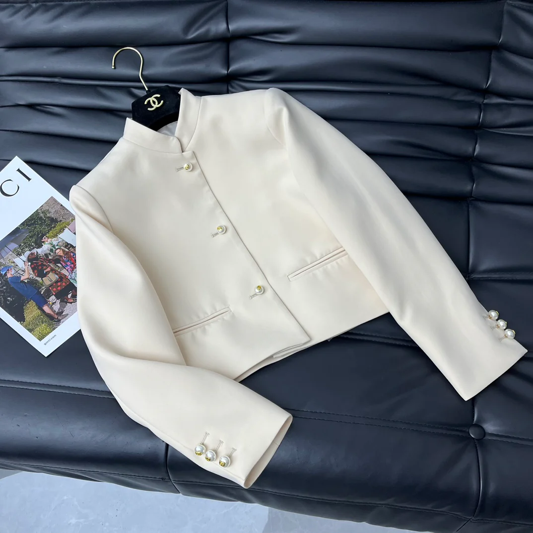 Dior - 2403-24 Новинка: Блейзер со стоячим воротником - Абрикосовый