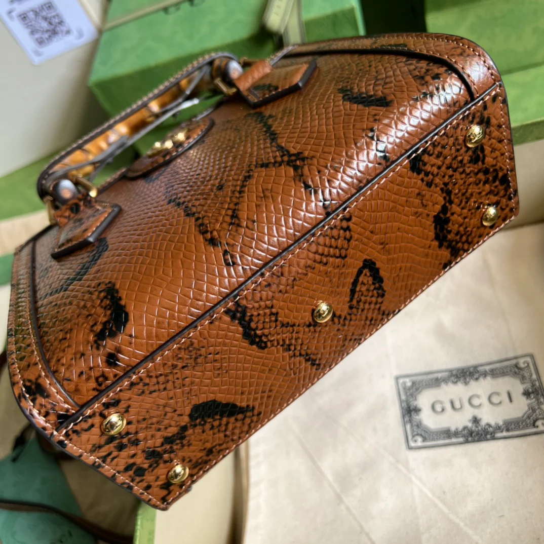 Сумка Gucci Bamboo - 20x16x10 см - Коричневая змеиная кожа