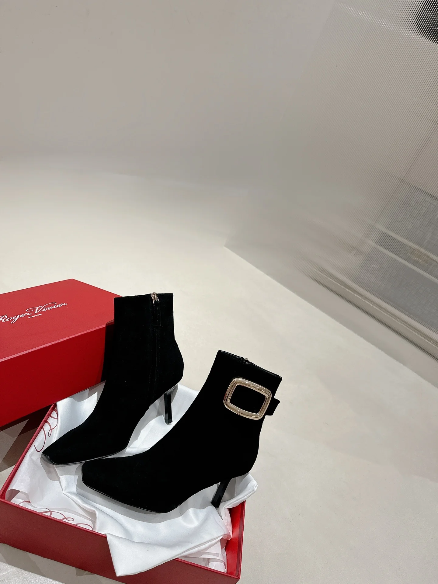 Туфли с квадратным носком и пряжкой - 2024 - Ботильоны на высоком каблуке - Черные