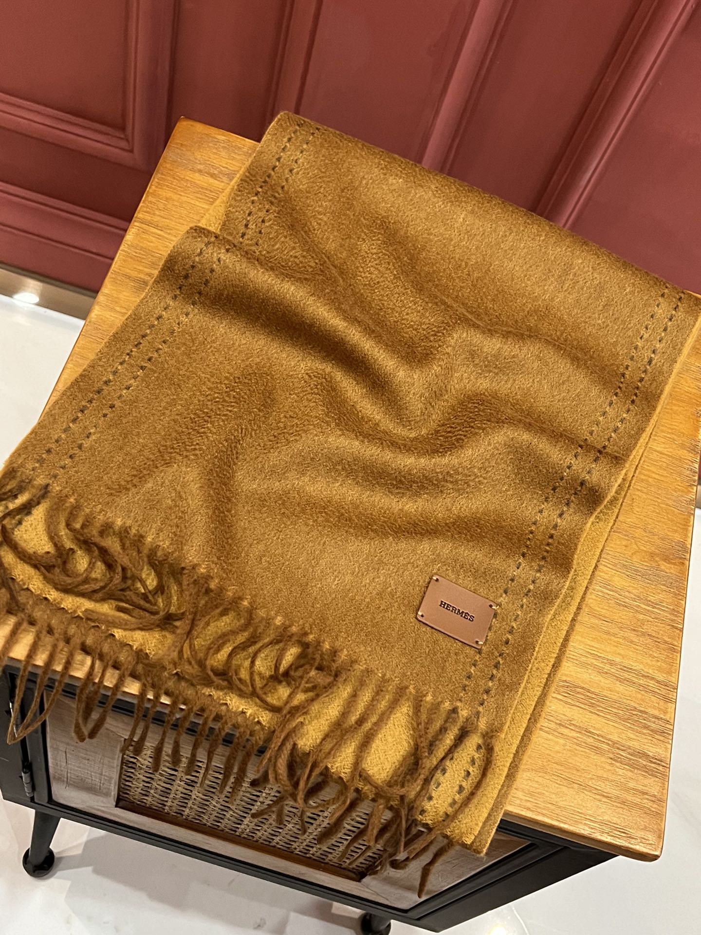 Двусторонний длинный кашемировый шарф Hermes - 30 см - 190 см - 100 г - Кашемир из высококачественной дикой козы