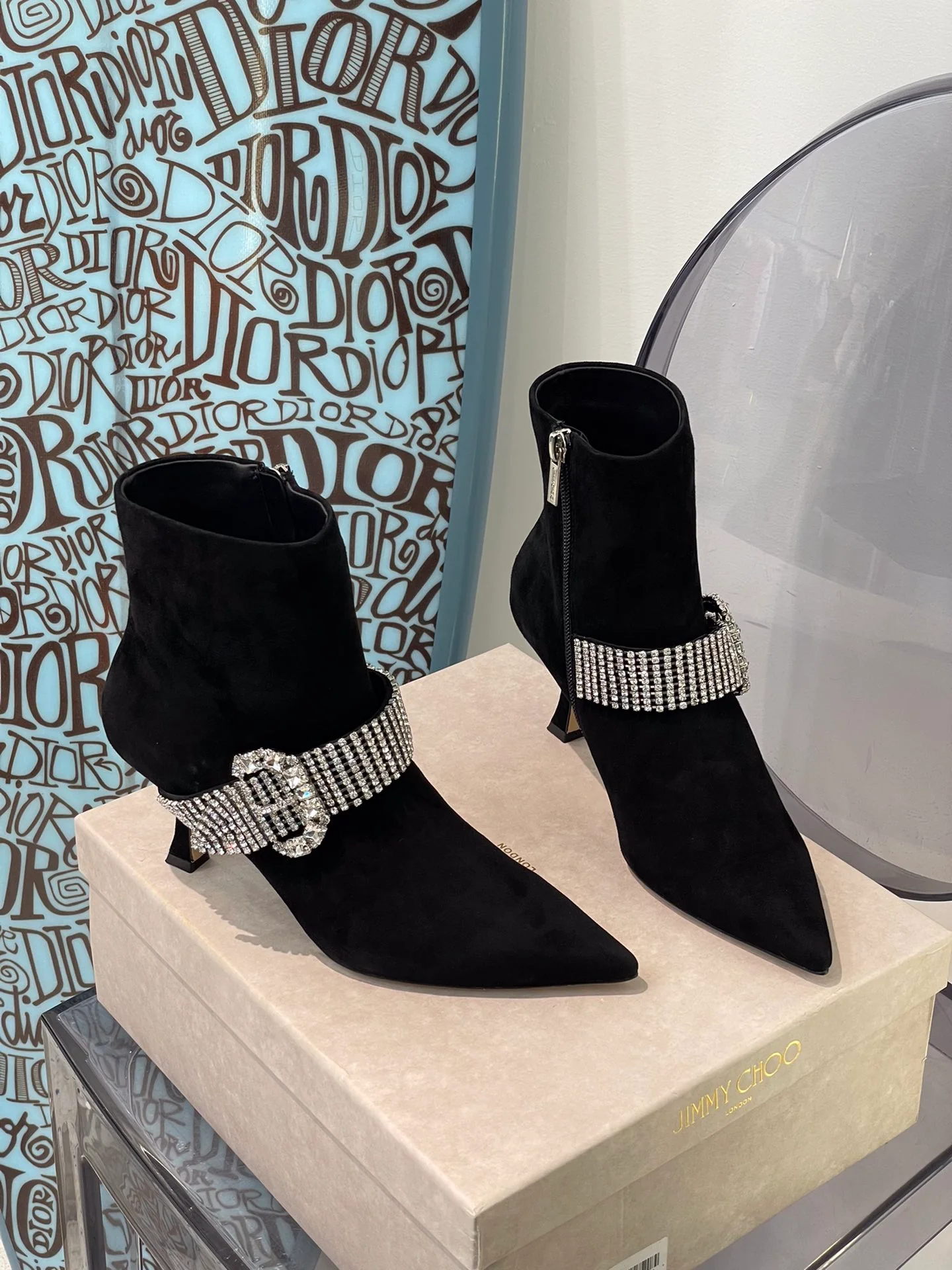 Ботильоны Jimmy на шпильке со стразами - 2 шт.