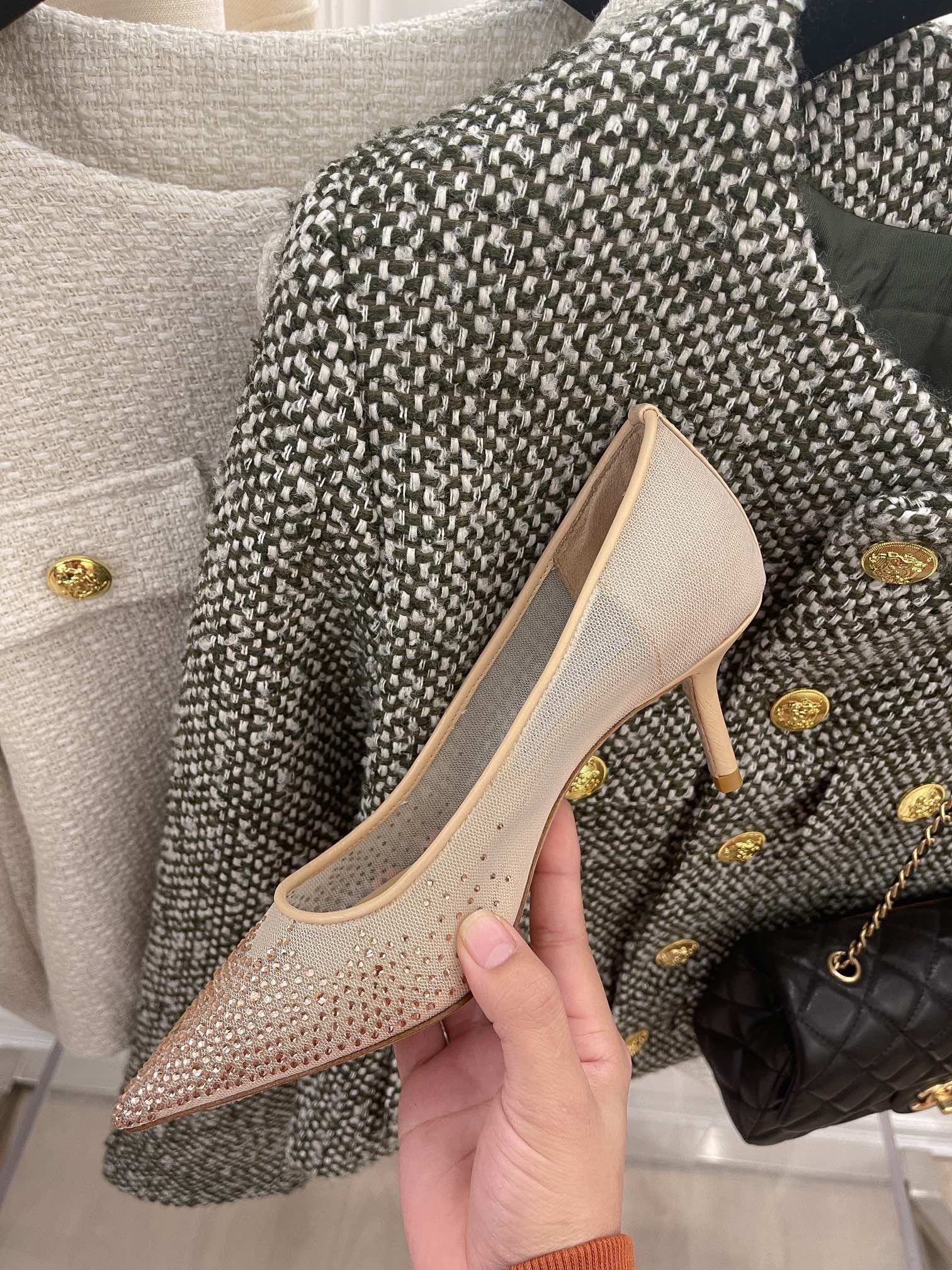 Jimmy - Туфли на высоком каблуке с сетчатой ??отделкой и стразами