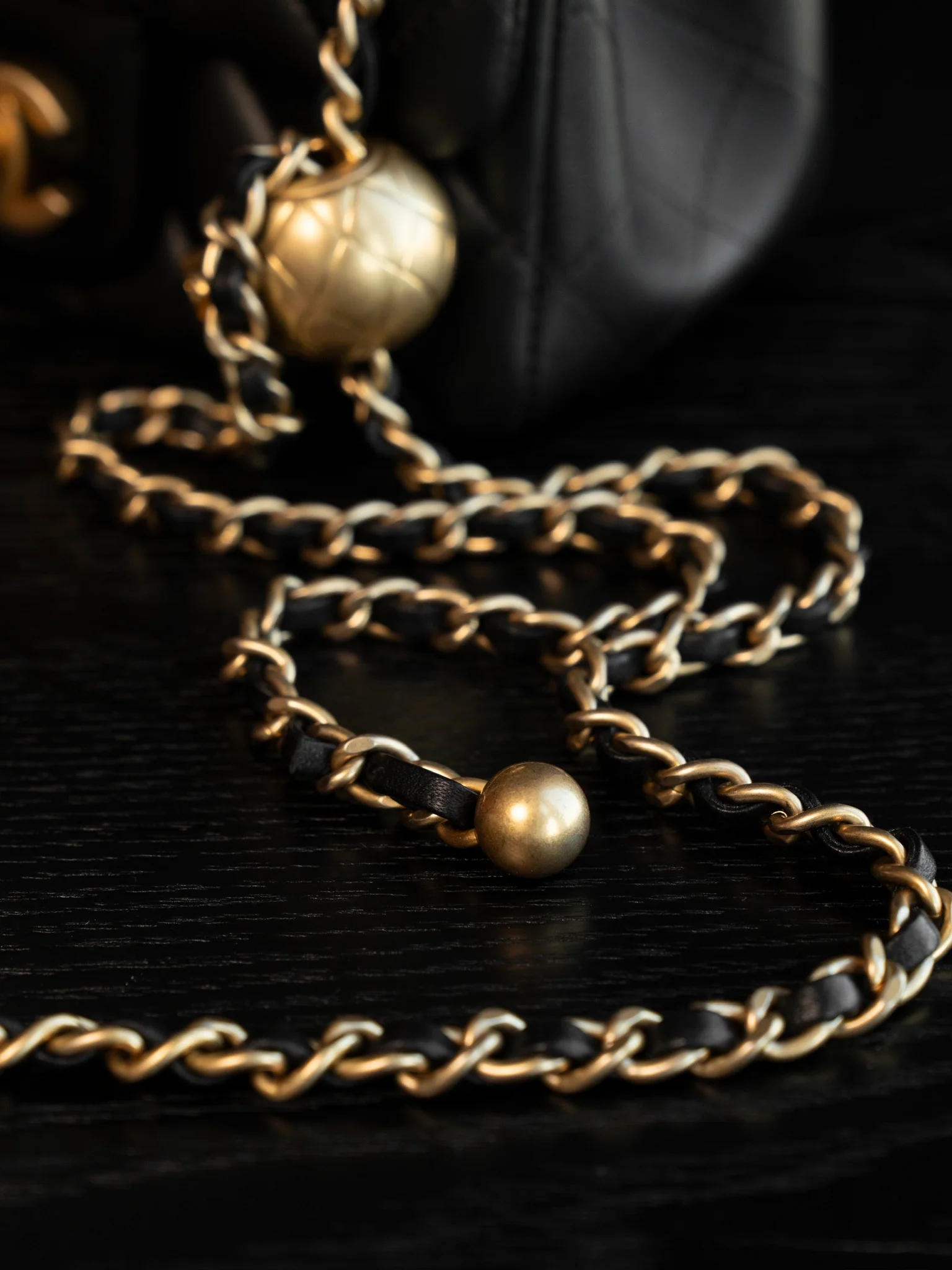 Chanel 24k Gold Globe Square Black Gold