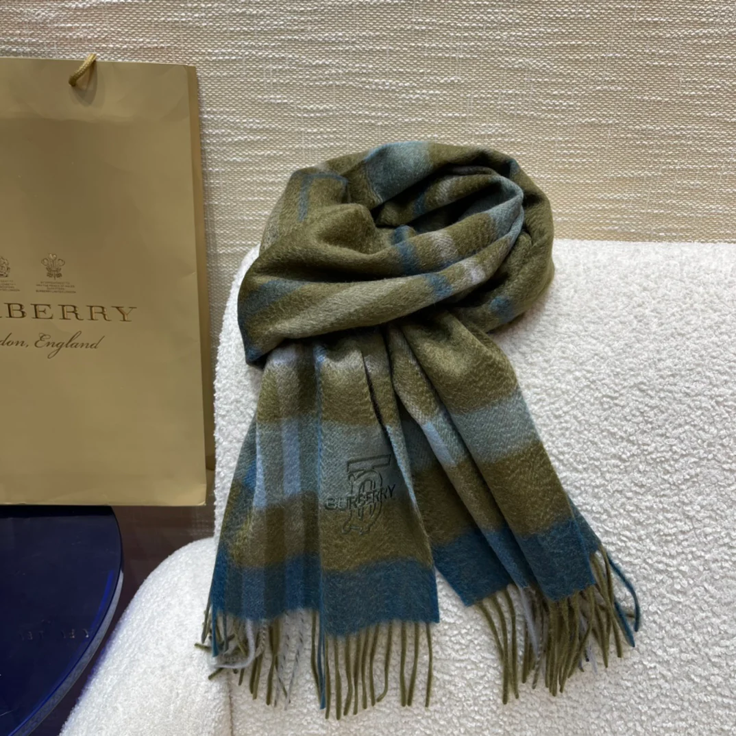 Кашемировый шарф Burberry из плотной волнистой ткани - мужской - коричневый