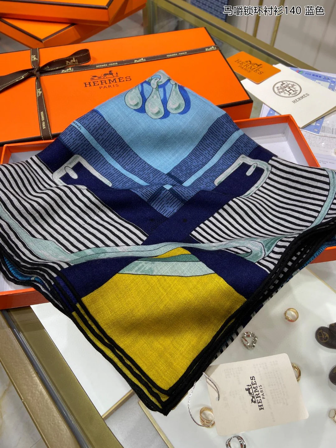 Рубашка Hermes с креплением для конской уздечки - 140 см - 70% кашемир - 30% шелк - 1