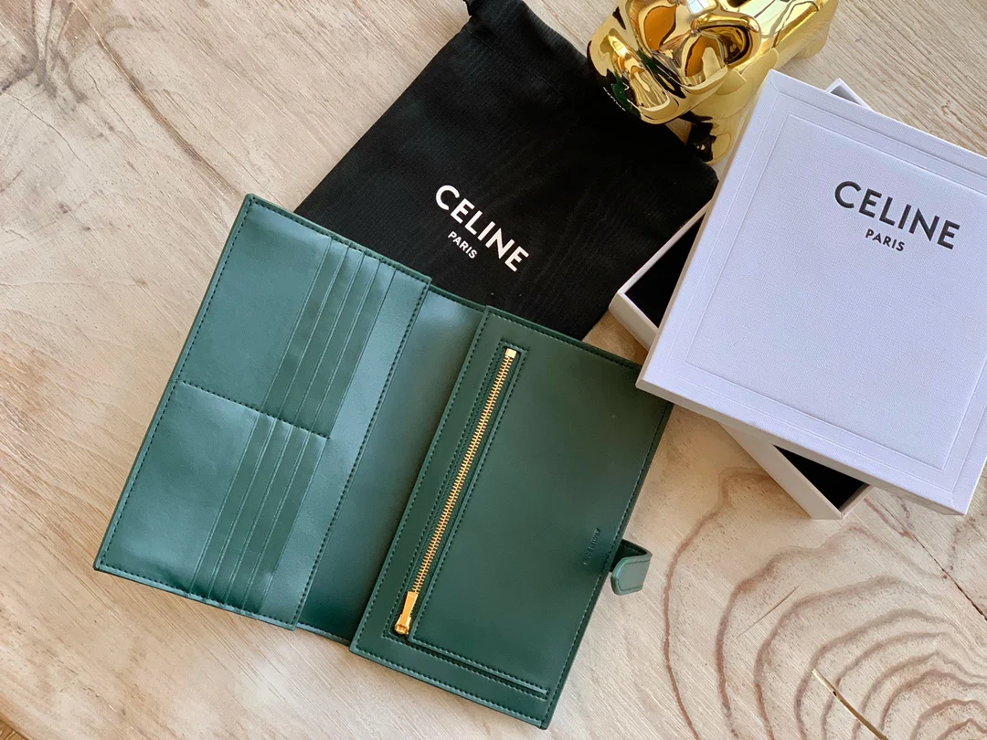 Длинный кошелек Celine - Кошелек с ремешком из крупнозернистой телячьей кожи - 12