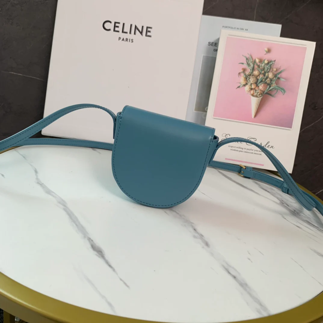 Седельная сумка Celine Cuir Besace - мини - синяя