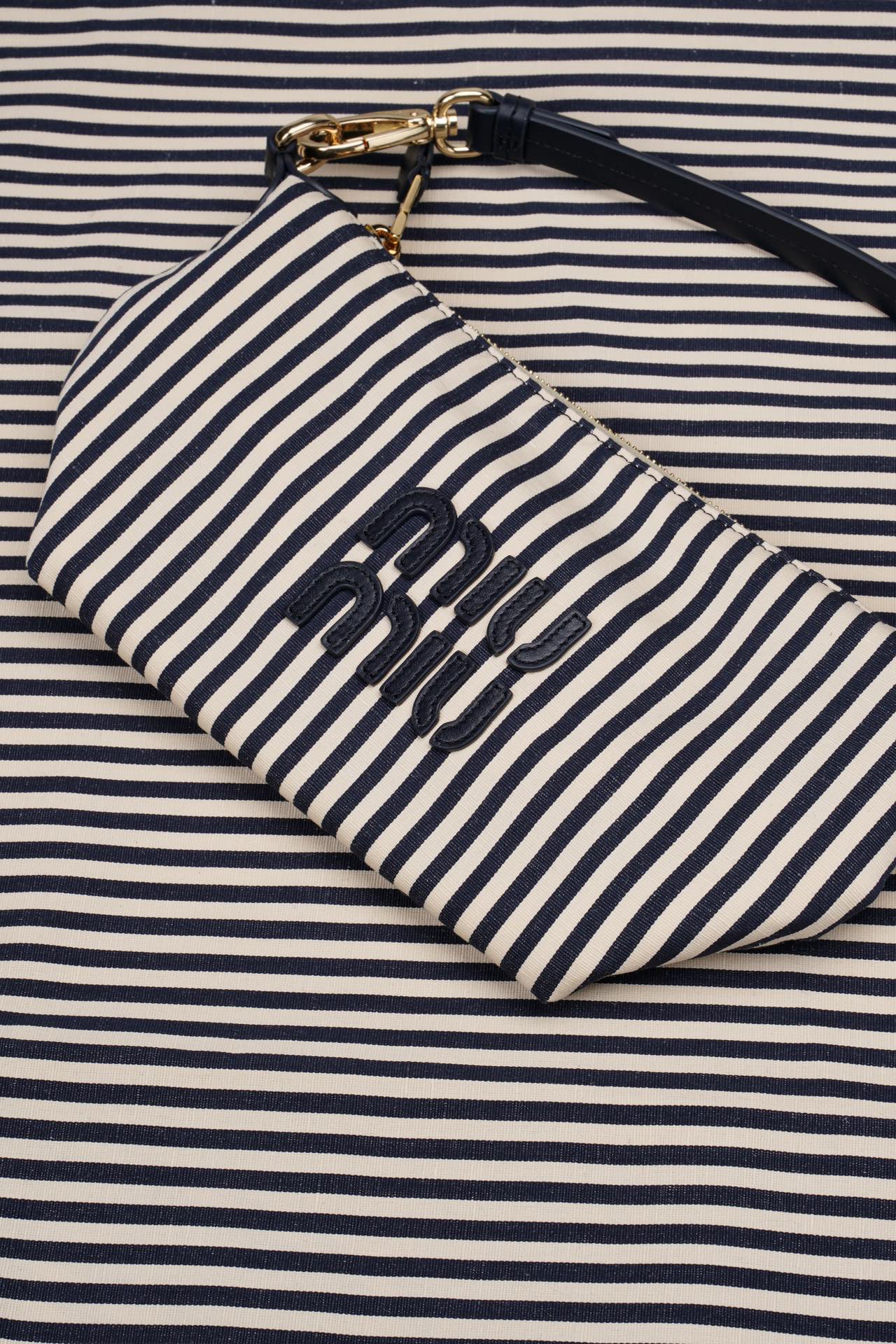 Косметичка/сумка для ланча Miu Miu из жаккардовой ткани - темно-синяя