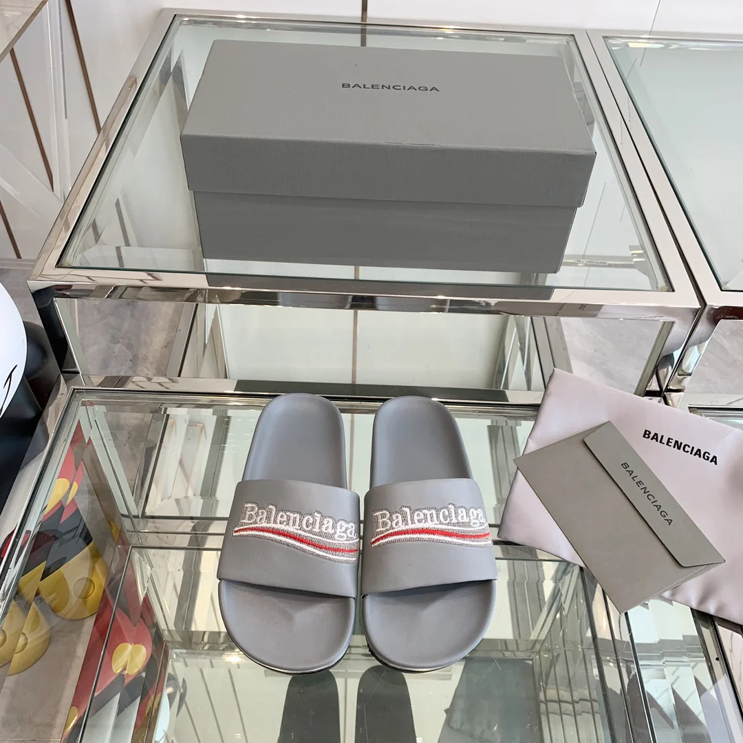 Тапочки Balenciaga Letter - унисекс - серые