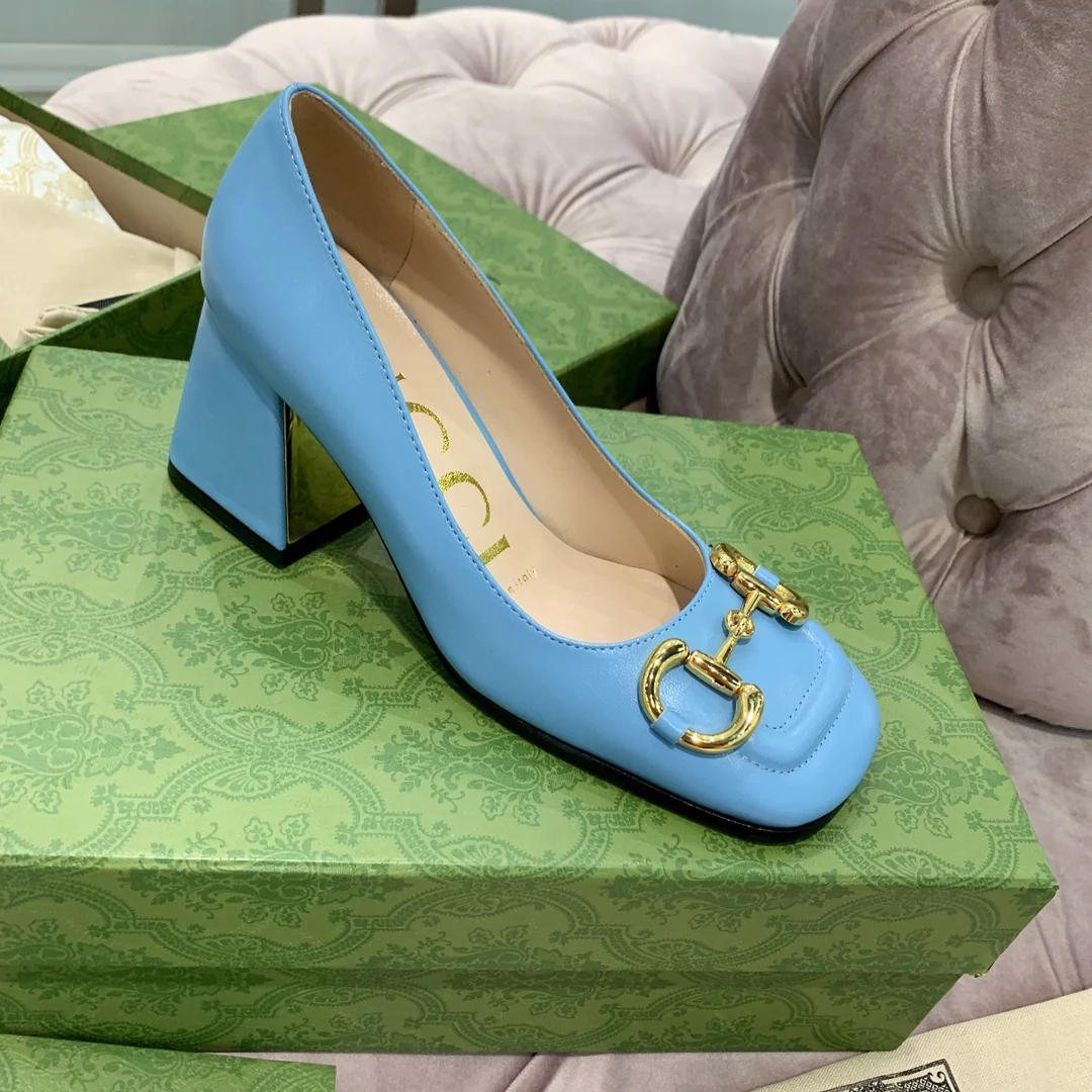 Туфли Gucci в стиле ретро с квадратным носком и массивным каблуком - 1