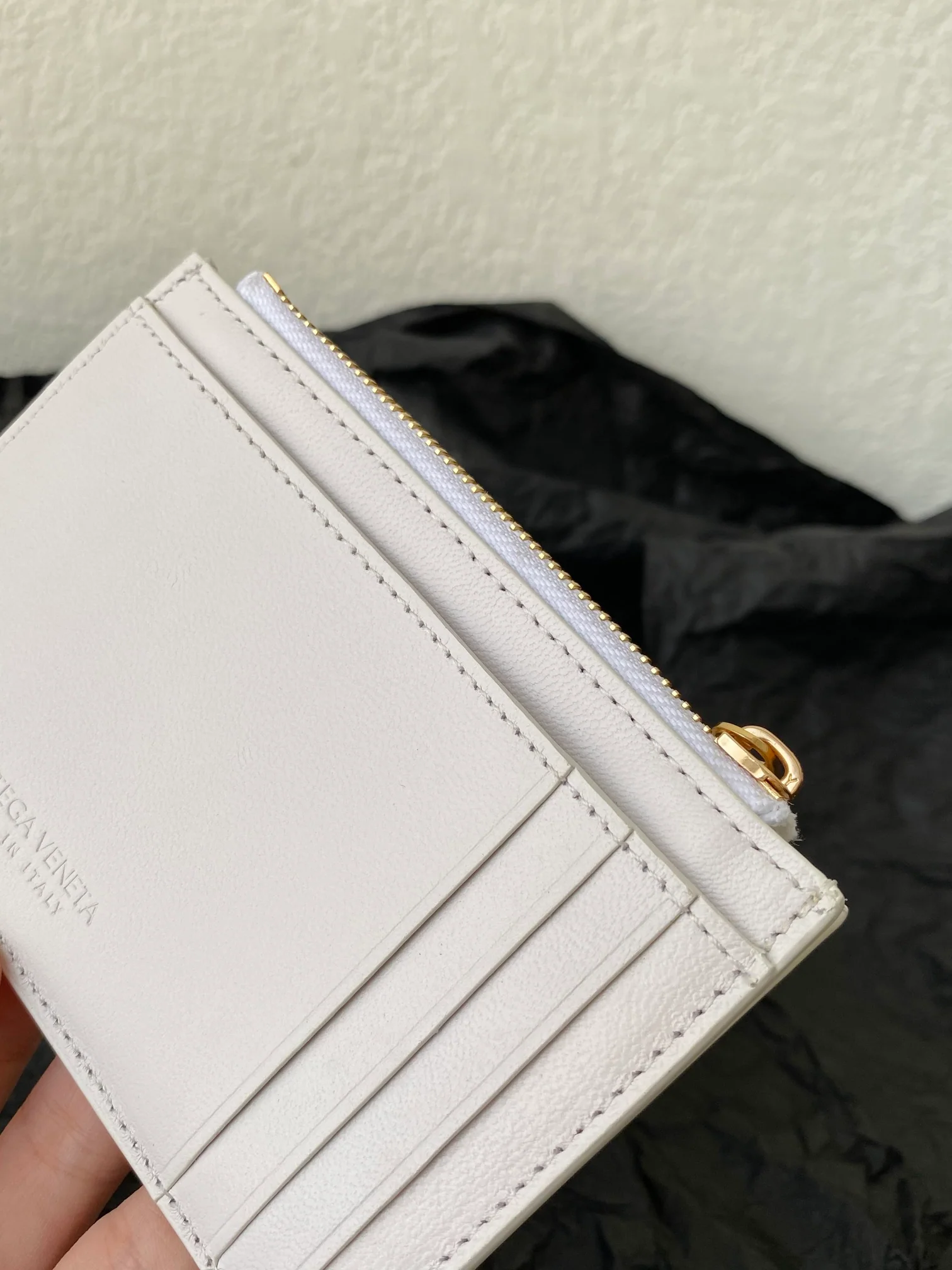 BV-大格子 编织 拉链卡包 零钱包 12x8x0.5cm