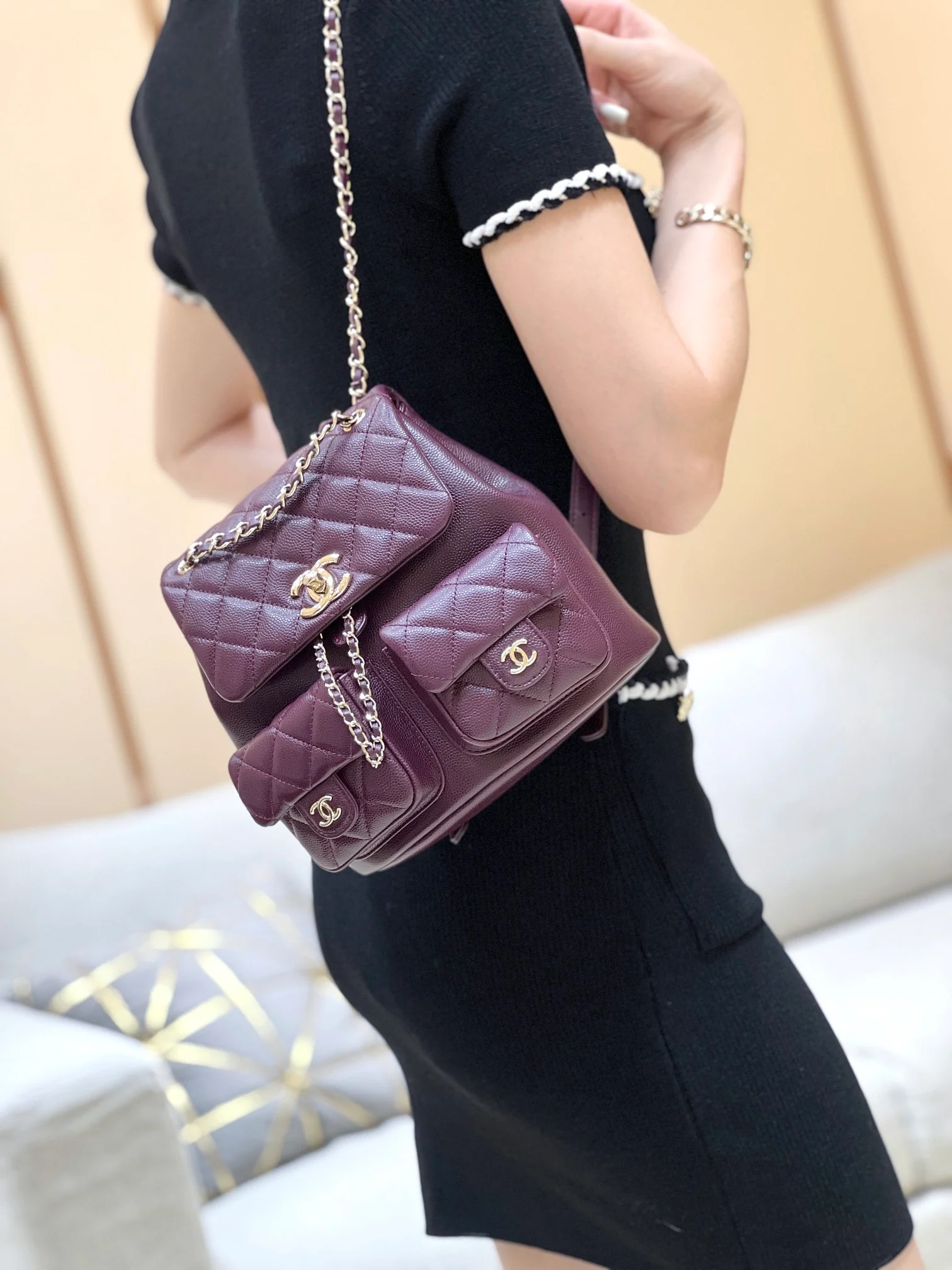 Рюкзак Chanel 24a-duma Frog, маленький, бордовый