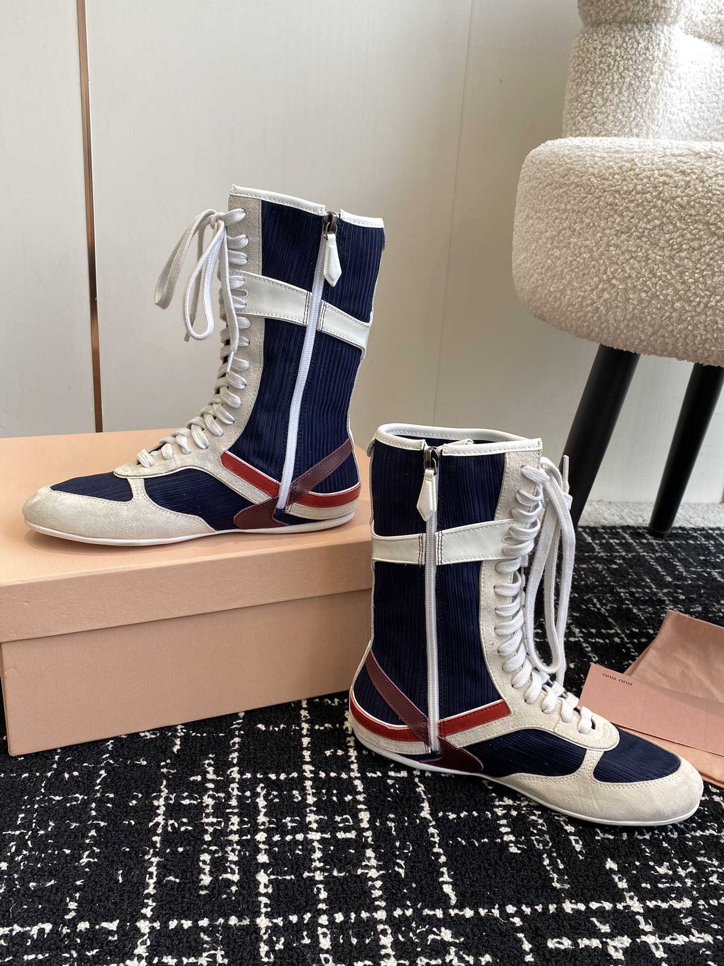 Повседневные сапоги-ботфорты Miu Miu 2025 - черные