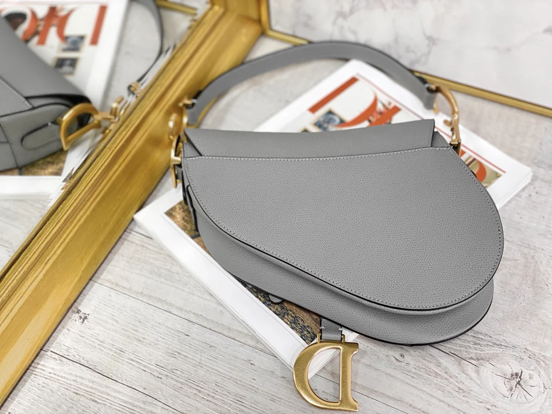 Сумка Dior Saddle Bag - с принтом в виде пальмовых листьев - большая, серо-каменная - 25 см