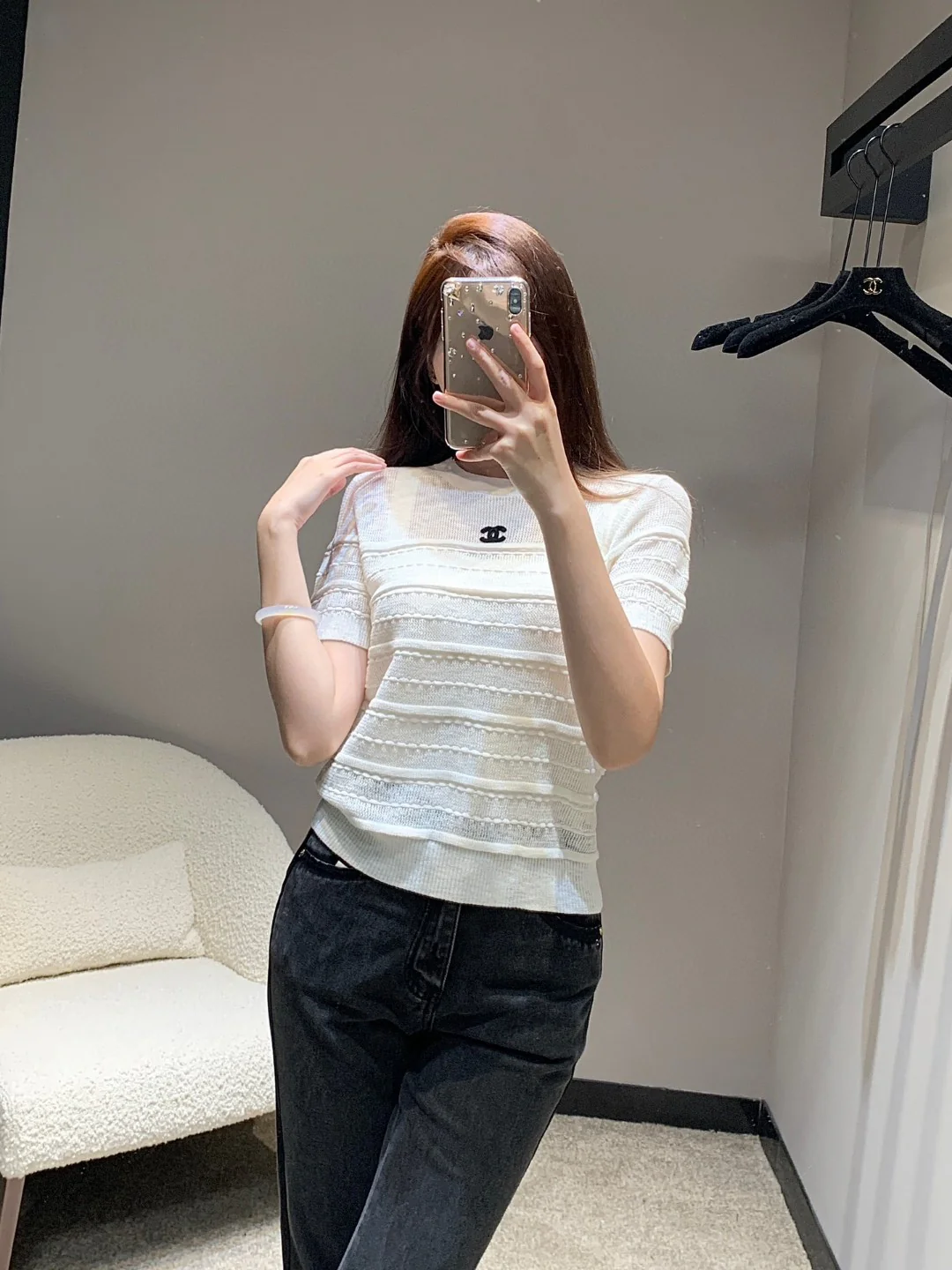 Вязаный топ Chanel 2404 белого цвета