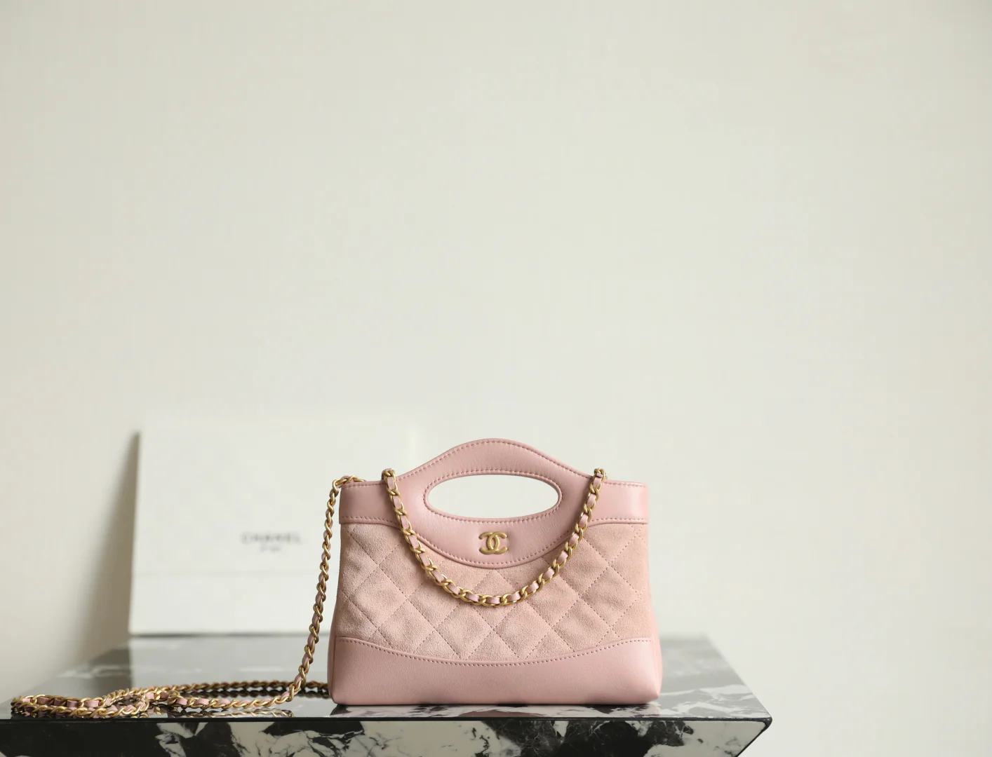 Сумка Chanel 25p nano 31, замша, розовая.