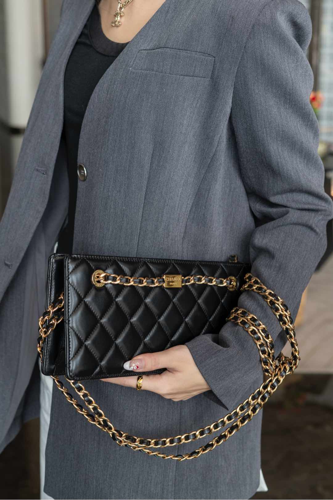 Сумка для ужина в стиле ретро с подиумом, 24 карата - черная.